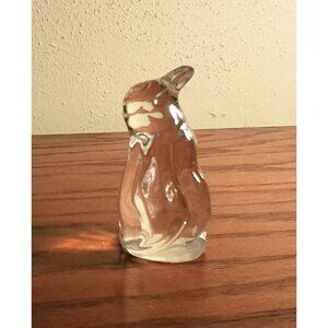 Penguin Art Glass Figurine Lead Crystal Clear Zwiesel Germany Vintage 2.25"